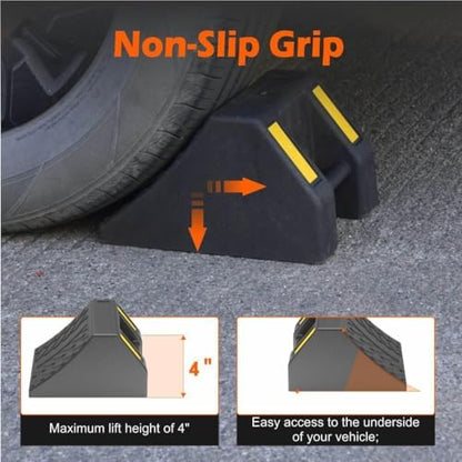 Heavy Duty Rubber Wheel Chocks 8 Packs, Premium Wheel Stopper - Image 4