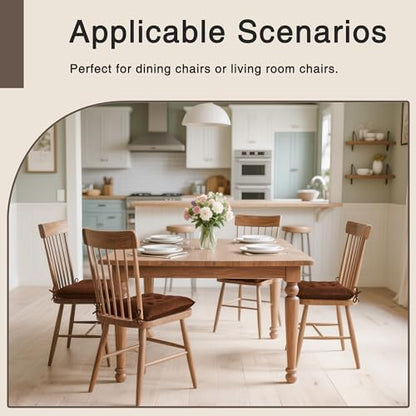 OVOV 2 Pack Chair Cushions for Dining Chairs 15.5"x15.5" Coffee - Image 5