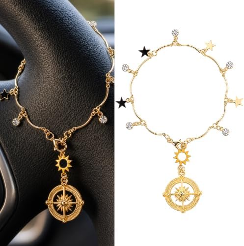Compass Tassel Car Charm, Rear View Mirror Pendant by CRASHOT