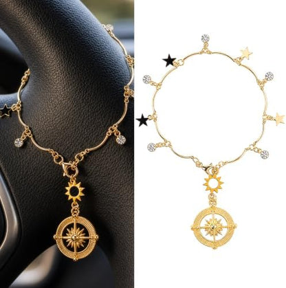 Compass Tassel Car Charm, Rear View Mirror Pendant by CRASHOT