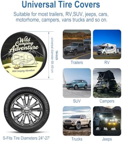 RV Spare Tire Cover Wild Camper Adventure 17in Waterproof Universal Fit - Image 3