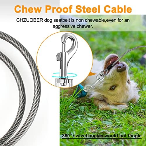 Chew Proof Dog Car Seat Belt, 2 in 1 Steel Cable Dog Car Accessories Headrest - Image 2