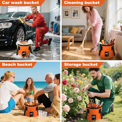 Collapsible Bucket with Handle, 3.2 Gallon Foldable Car Wash Bucket Cleaning - Image 6