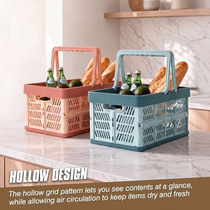 2-Pack Large Foldable Storage Crates, 33.7L PP Collapsible Bins Blue - Image 5