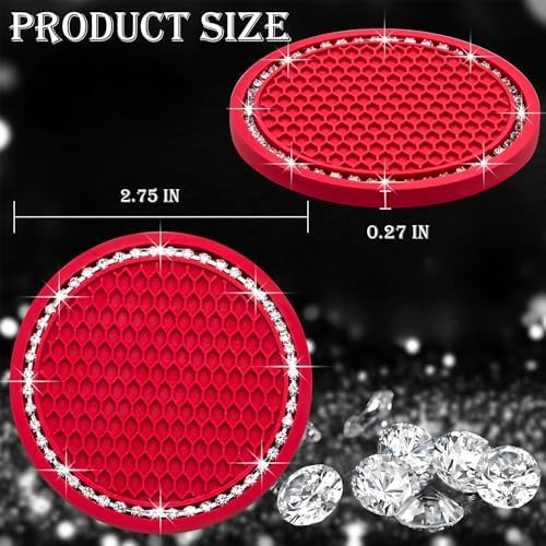 4PCS Bling Cup Holder Coaster, 2.75 Inch Auto Car Cup Holder Insert Coasters - Image 2