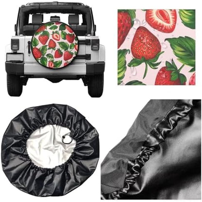 Cute Strawberry Tire Covers Print Pink Tire Wheel Protector - Image 3