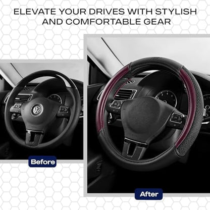 Skechers Air-Cooled Steering Wheel Cover, Leather Car Steering Wheel Cover - Image 6
