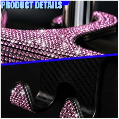 Craedli 2PCS Bling Rhinestone Car Seat Headrest Hooks, Shiny Crystal Auto - Image 4