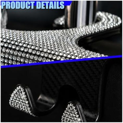 Craedli 2PCS Bling Rhinestone Car Seat Headrest Hooks, Shiny Crystal Auto - Image 4