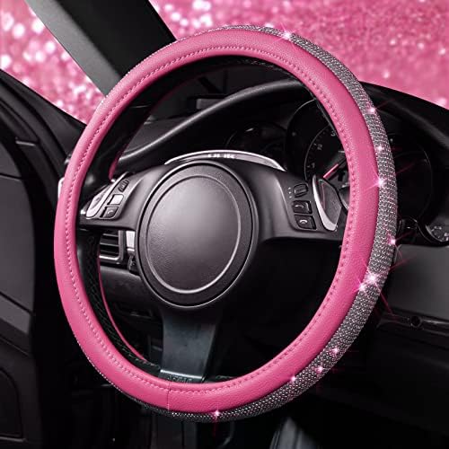 CAR PASS Bling Diamond Leather Steering Wheel Cover, by CARPASS