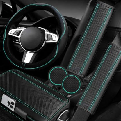 NBTEPEM 6 PCS Car Steering Wheel Cover Set, Microfiber Leather Steering Wheel by NBTEPEM