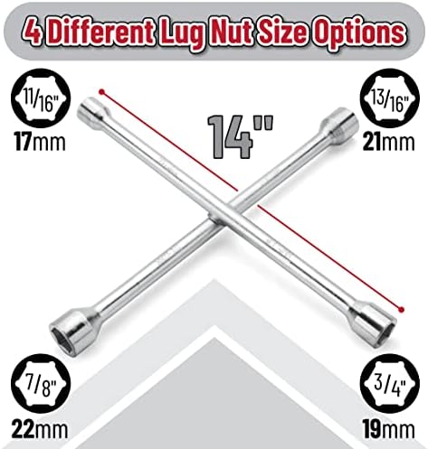 Bates Choice 14 Inch Carbon Steel 4 Way Lug Wrench - Image 2