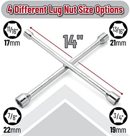 Bates Choice 14 Inch Carbon Steel 4 Way Lug Wrench - Image 2