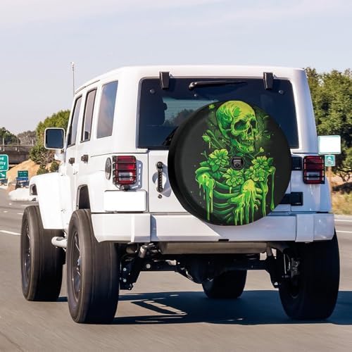 Delerain Spare Tire Cover with Backup Camera Hole Green Skeleton Wheel Covers - Image 2