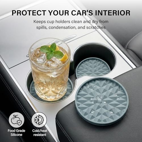 Silicone Car Coasters Set of 4, 2.75" Cup Holder Mats - Image 3