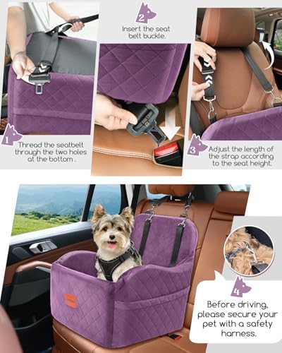 Lealchum Dog Booster Car Seat for Small/Medium Dogs, Puppy Portable Car Bed - Image 3