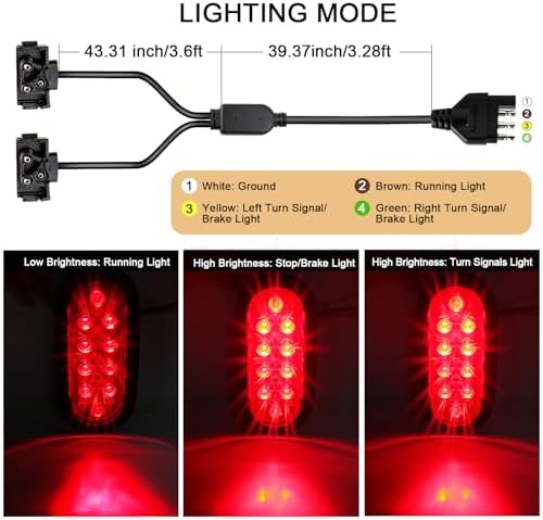 Partswcgg 6" Inch Oval Led Trailer Hitch Cargo Carrier Tail Lights Kit - Image 4