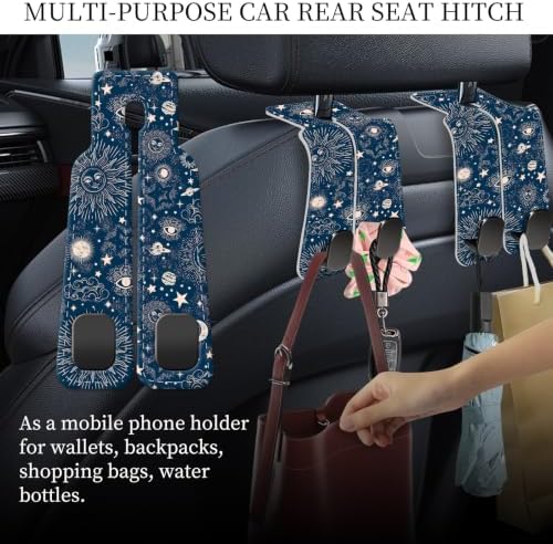 PU Leather Car Seat Hook, Storage Headrest Hanger, Cute Car Backseat Organizer - Image 3