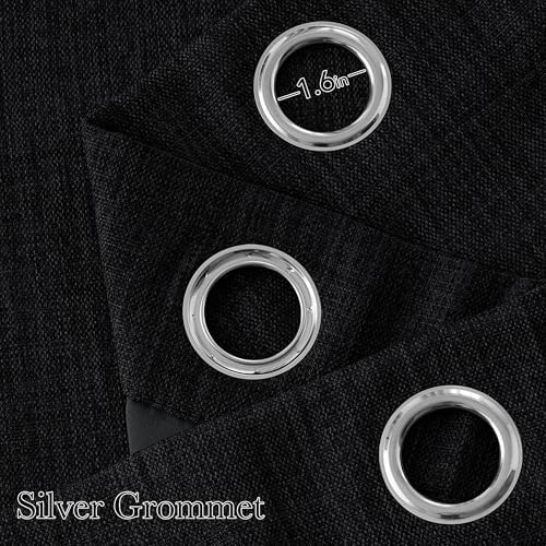 NICETOWN Short Faux Linen Black Blackout Curtains 63 inches Long - Image 2