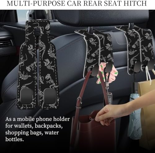 PU Leather Car Seat Hook, Storage Headrest Hanger, Cute Car Backseat Organizer - Image 3