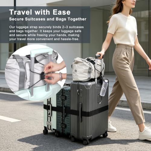 Vigorport Luggage Straps for Suitcases 3 PCS, Adjustable Elastic Tick Rope - Image 2