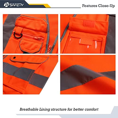 JKSafety Safety Vest for Men Women Reflective Hi Vis JK150 Orange 5XL - Image 2