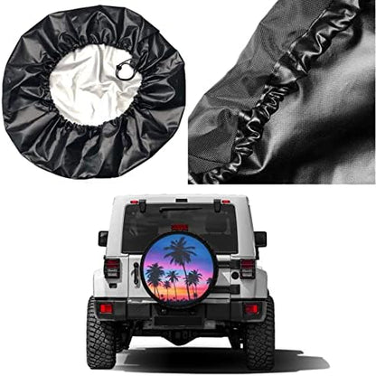 Palm Trees Multicolor Sunset Spare Tire Cover Dust-Proof Wheel Tire Cover Fit - Image 5