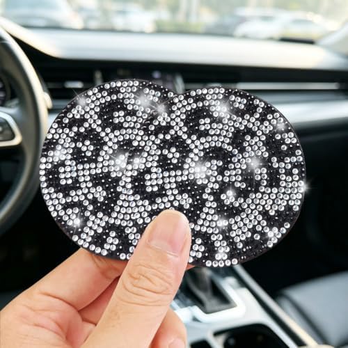 NBTEPEM 2pcs Bling Leopard Car Coasters, Non-Slip Cheetah Car Cup Holder Insert - Image 4
