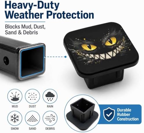 2" Hitch Cover Black Cat Glow Eyes Rubber Towing Hitch Covers Hitch Protector - Image 6