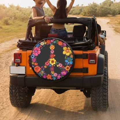 Delerain Peace Sign Flower Spare Tire Cover - Image 4