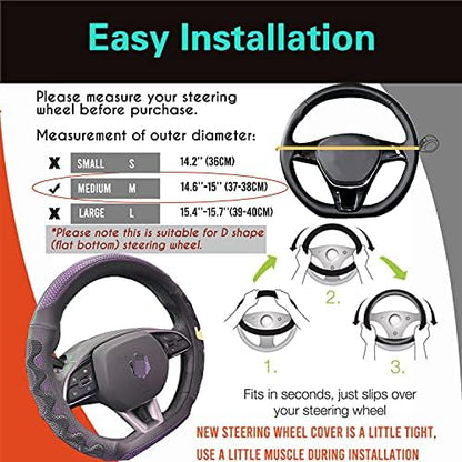PINCTROT D Shaped Steering Wheel Cover Great Grip 14.5-15 Inch - Image 6