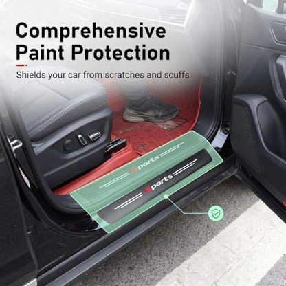 4 PCS Car Door Entry Sill Protector, Sports Carbon Fiber Style Anti‑Scratch - Image 4