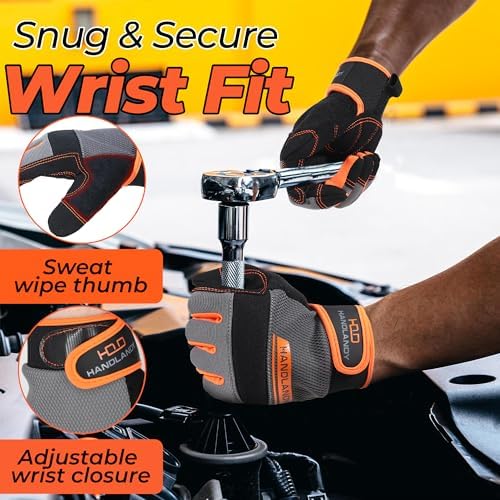 HANDLANDY Work Gloves for Men & Women, Utility Mechanic Working Gloves Touch - Image 5