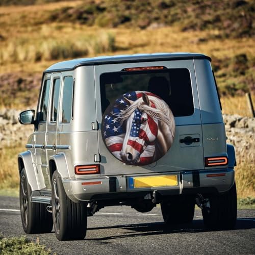 Spare Tire Cover for RV Camper, American Flag Horse Tire Cover Protectors - Image 7