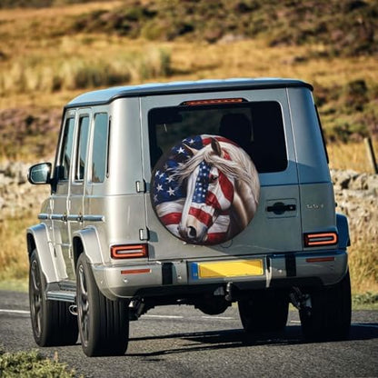 Spare Tire Cover for RV Camper, American Flag Horse Tire Cover Protectors - Image 7