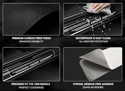 Carbon Fiber Textured Car Door Sill Protectors - Image 4
