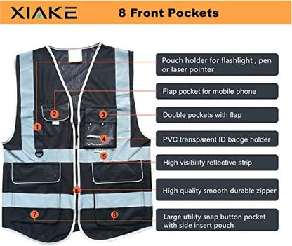 XIAKE Reflective Safety Vest for Men & Women High Visibility Class 2 Vest - Image 3