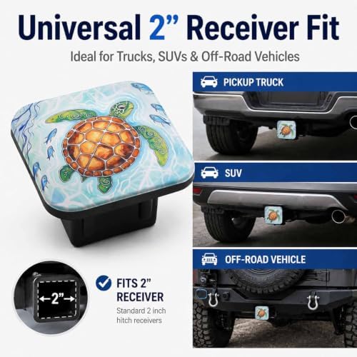 Sea Turtle and Fish Hitch Cover Receiver Tube Hitch Plug, Tool-Free Install Tow - Image 4