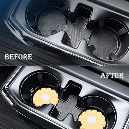 2-Pack Car Cup Holder Coaster Inserts, Daisy Shape, 2.75 Inch Non-Slip Silicone - Image 7