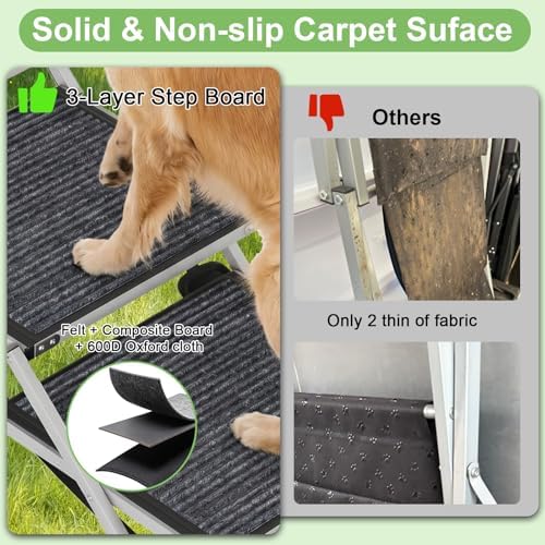Dog Ramp for Car, Foldable Dog Stairs for Large Dogs Steps for SUV - Image 5