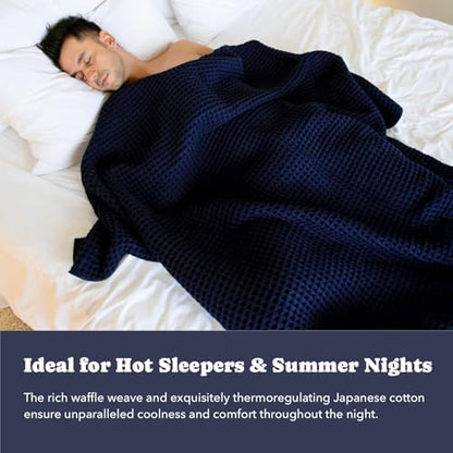 Luxury Organic Japanese Cotton Waffle Towelket Throw Blanket Bedspread - Image 4