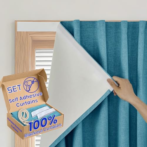 100% Blackout French Door Curtain- Privacy Thermal Insulated Door Window Curtain by Sovtfides