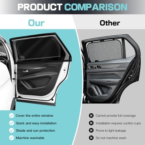 2Pcs Car Window Shades for Baby, Stretchy Breathable Car Sun Shades, Rear Side - Image 5