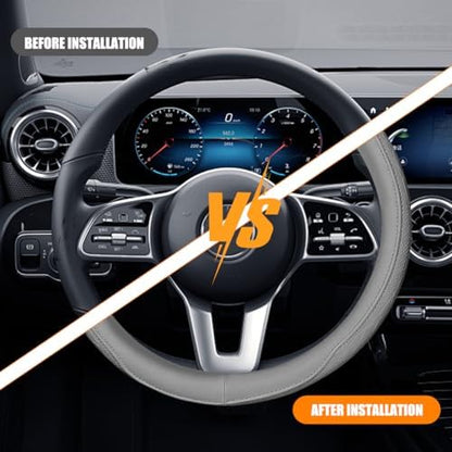 Zpana 14.5-15" Car Steering Wheel Cover, Breathable Soft Leather - Image 6
