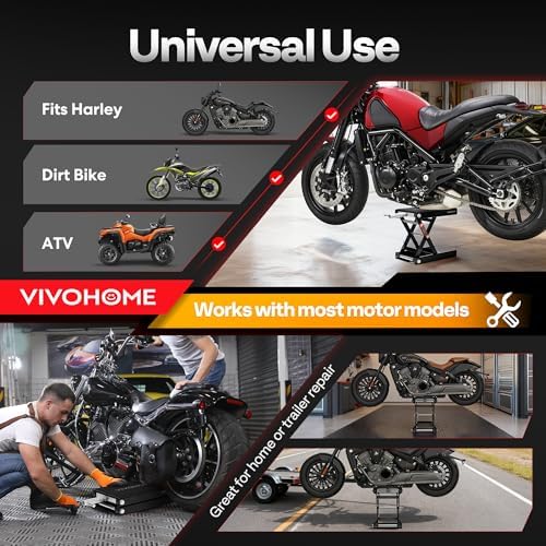 VIVOHOME 1100 LBS Motorcycle Lift Scissor Jack, Wide Deck Hoist Stand - Image 5