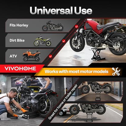 VIVOHOME 1100 LBS Motorcycle Lift Scissor Jack, Wide Deck Hoist Stand - Image 5