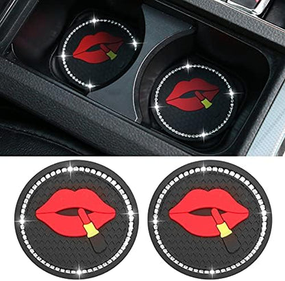 Bling Cup Holder Insert Coasters, 2.75 Inch Crystal Rhinestone Rubber Pad - Image 2