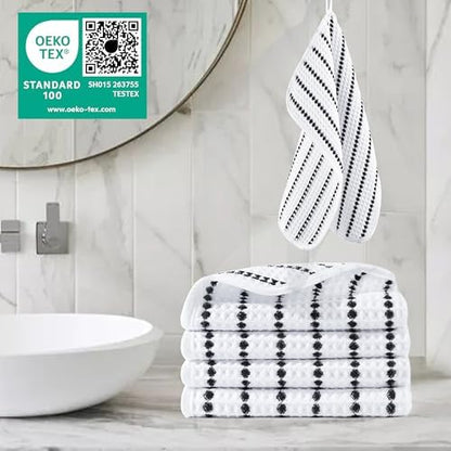 POLYTE 430 GSM Poly Blend Microfiber Waffle Wash Cloth Face Towel, 13x13 in - Image 2