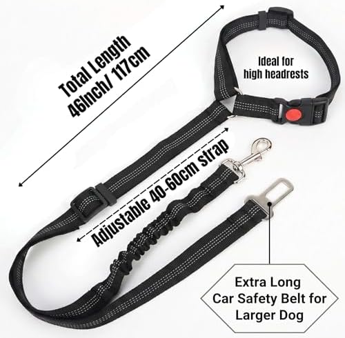 Heavy Duty Dog Seat Belt, 2-in-1 Chew Proof Car Harness - Image 2