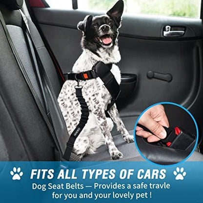 COOYOO Dog Seat Belt, 3 Piece Set Retractable Dog Car Harness Adjustable Seat - Image 2